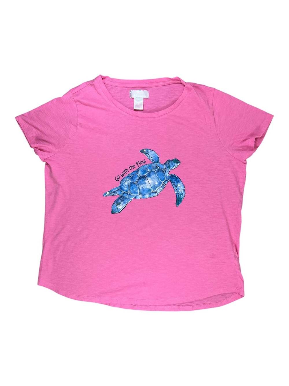 Stella Parker Collection Go with the Flow Sea Turtle Graphic T-Shirt Pink XL